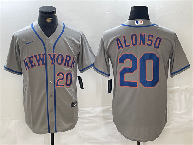 Men's New York Mets #20 Pete Alonso Grey Stitched Baseball Jersey